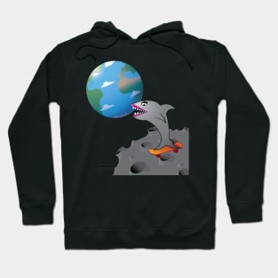 Glamorous Shark Skateboarding on Asteroid Hoodie